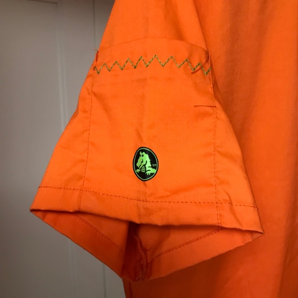 Crocs Medical Scrubs Uniform Top Women’s Medium Orange M Short Sleeve V Neck - Picture 2 of 5